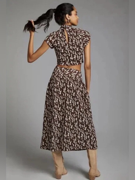 Anthropologie Dresses & Skirts - Anthropologie Brown and Cream Midi Skirt